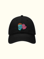 Embroidered Face Black Hat