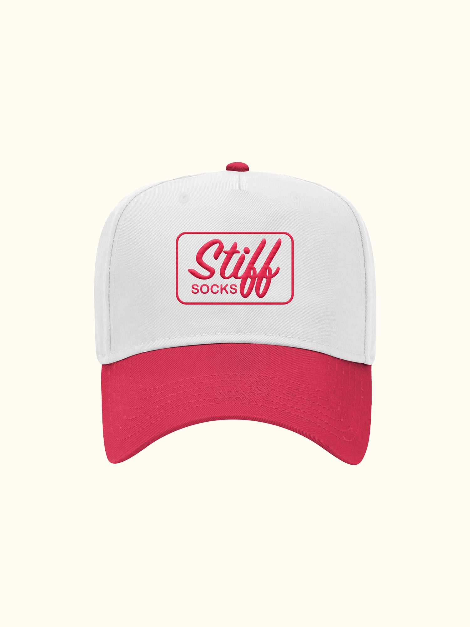 Essentials Red/White 5 Panel Baseball Hat