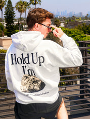"Hold Up I'm Hard" White Hoodie
